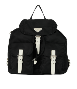 Logo-Plaque Backpack, Nylon, Black, 25, DB, 2*